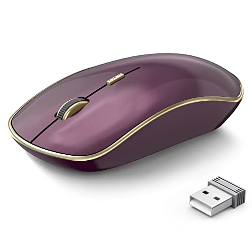 JOYACCESS J Wireless Mouse for Laptop, 2.4G Slim Wireless Silent Mouse, Portable Wireless Computer Mouse, 3200 DPI, USB Wireless Mouse for Desktop, Notebook, Chromebook, PC (Wine Red) - color: Wine Red