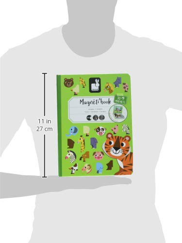 Janod MagnetiBook 41 pc Magnetic Animal Mix and Match Game - Creative Play - Enhances Motor Skills - Develops Dexterity and Coordination - Easy Storage, Educational, Safe | Creative Educational Play - Enhances Motor Skills - Develops Dexterity and Coordin