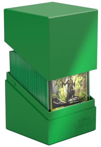 Ultimate Guard Boulder Solid 100+, Deck Case for 100 Double-Sleeved TCG Cards, Green, Secure & Durable Storage for Trading Card Games, No Transparency - color: Green