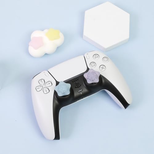 Glitter Star Switch 2 Joycon Thumb Grips Caps, 4 PCS Cute Kawaii 3D Silicone Analog Thumbstick Button Cover for PS5/PS4, Xbox Series X/S, Xbox One, Switch PRO Controller Joystick Caps - color: Multicolor Star for NS2