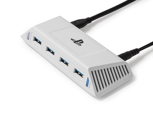 PowerA 4-Port USB 5Gbps Hub for PlayStation®5, USB 3.2, AC Powered, Weighted Base, Officially Licensed - style: USB Hub
