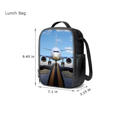 Boy Bookbag School Backpack 17 Inch Student Bag Lightweight Backbag for Age 6-16 Kids Plane Design (Bookbag + Pencil Bag + Lunch Bag) - color: Plane Backpack 6- Bookbag + Pencil Bag + Lunch Bag