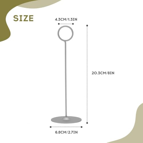 Urban Deco 16 Pieces Table Card Holder 8 inches Table Number Holders Place Steel Card Holders for Photos, Food Signs, Memo Notes, Weddings, Restaurants, Birthdays（Matte Silver） - color: Matte Silver
