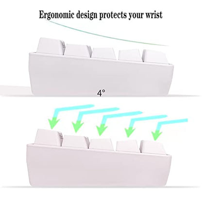 Snpurdiri 60% Wired Gaming Keyboard, 61 Keys RGB Backlit Wrist Rest Ultra-Compact Mini Waterproof Keyboard for PC Computer Gamer (White) | Backlit Ultra-Compact Mini Gaming Keyboard for PC Computer Gamer - color: White