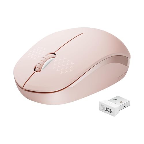 seenda Wireless Mouse for Laptop, 2.4G Noiseless Mouse with USB Receiver - Optical Tracking Portable Computer Mice for Chromebook, PC, Tablet, Windows System, 24 Months Battery Life - Pink - color: Pink