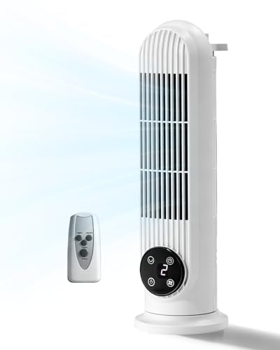 Winado 2-in-1 Mini Tower Fan, 16" Bladeless Floor/Wall-Mounted Fan, White | Remote Control, LED Display, 90°Oscillation, 3 Speeds & 9H Timer, Ultra-Quiet Portable Cooling Fan for Home Office Bedroom - color: White, size: 16"