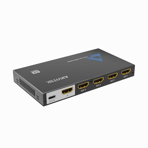 4K Metal HDMI Splitter 1 in 4 Out, 1×4 Powered HDMI Video TV Splitter for Xbox, PS4/5, PC, Laptop, 4Kx2K@30Hz 3D Full HD, Mirror Monitor Only (Not a Switch) - size: 1x4