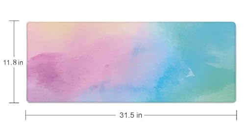 Large Gaming Mouse Pad with Stitched Edges, Watercolor Batik Desk Mat Extended Keyboard Pad, Non-Slip Rubber Base Desk Pad for Keyboard and Mouse, 31.5X11.8 inch - color: Watercolor Batik
