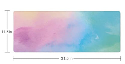 Large Gaming Mouse Pad with Stitched Edges, Watercolor Batik Desk Mat Extended Keyboard Pad, Non-Slip Rubber Base Desk Pad for Keyboard and Mouse, 31.5X11.8 inch - color: Watercolor Batik