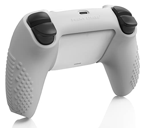 SensePro PS5 Controller Skin Grip, Anti-Slip Studded, PS White | Dock Compatible, Soft Gel Silicone Cover for Playstation 5 Dualsense, Rubber Protector, Raised Thumb Grip Caps - color: PS5 White