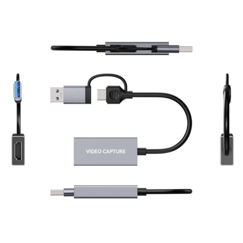 4K HDMI Video Capture Card 1080p60, USB 3.0 & Type-C, Plug-and-Play Game Capture for PS5/Xbox/Switch/Quest 3, iPad Pro/Mac/Windows/OBS, Zero-Lag Pass-Through, Pocket Aluminum Case