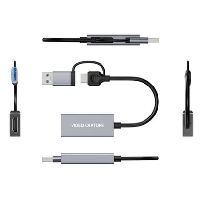 4K HDMI Video Capture Card 1080p60, USB 3.0 & Type-C, Plug-and-Play Game Capture for PS5/Xbox/Switch/Quest 3, iPad Pro/Mac/Windows/OBS, Zero-Lag Pass-Through, Pocket Aluminum Case