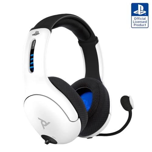 PDP LVL50 Wireless Stereo Gaming Headset, Officially Licensed by Sony PlayStation 5, PS5/PS4/PS3/PC, Lightweight Durable 40 Foot Connection, Noise-canceling Flip-to-Mute Mic, White - color: White, style: Wireless