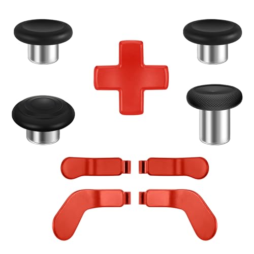 9 in 1 Magnetic Thumbsticks Analog Thumb Sticks Replacement Joystick Parts Repair Accessories Kit Component Set with 4 Paddles, 1 D-Pads for Xbox Elite Controller Series 2 and Core Controller - color: Red