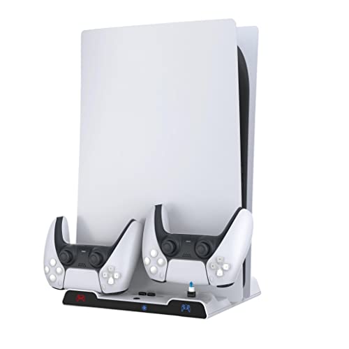 Surge Multi-Function Charging Stand for PlayStation 5 PS5 Digital and Disc Version with Cooling Fans, 2 Charge Docks for DualSense Controllers, 4X USB-C adapters, 2X USB-A Ports