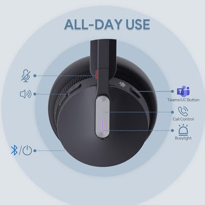 Yealink WH64 Dual DECT & Bluetooth Wireless Headset for Phone PC Cellphone | Teams Certified Stereo Headphones, 606ft Long Range, 3X Noise Canceling Mic, 32H Talk Time, Busylight for Office Call Center - style: WH64 Dual-ear Teams