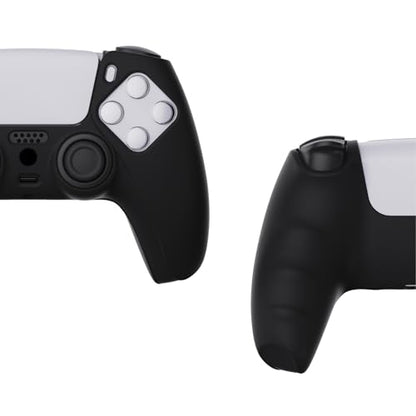 PlayVital Black Pure Series Anti-Slip Silicone Cover Skin for ps5 Controller, Soft Rubber Case for ps5 Wireless Controller with Black Thumb Grip Caps - color: Black