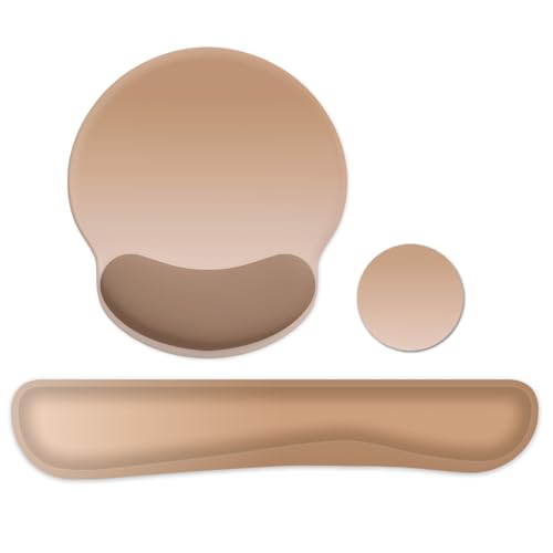 3 PCS Computer Mouse Pads for Desk with Coaster Set, Non-Slip Keyboard Wrist Rest and Mouse Pad Set, Ergonomic Design (Gradient Brown) - color: Gradient Brown
