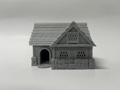 Paintable Tabletop Miniature Little Town Building Terrains Compatible with RPG War Games - 18mm Scale Dioramas Building Set Scenery with Medieval Architecture Style by HAUTICO (HVillageHouses1-1)