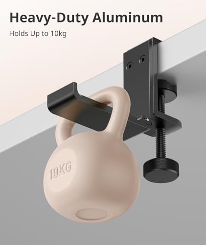 Kimiangel Headphone Stand Under Desk, Foldable Aluminum Headset Holder with Adjustable Screw Clamp, Headphone Hook Mount for Gaming Accessories, Space-Saving Under Table Headset Hanger