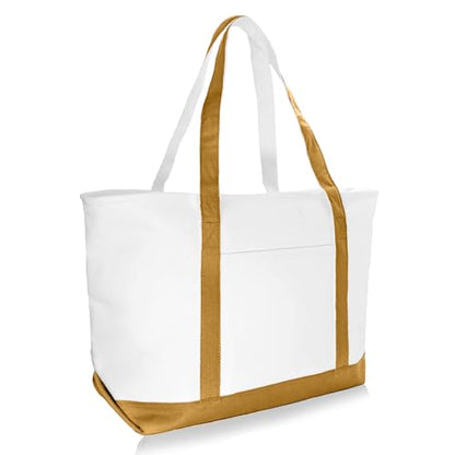 DALIX Daily Shoulder Tote Bag Premium Cotton in Brown - color: Brown