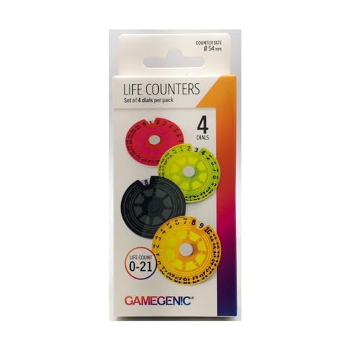 Gamegenic Life Counter – Life Counters Set of 4 Single Dials – Smooth & Tough – Compatible with Magic The Gathering Commander Deck, Marvel Champions – Play MTG, TCG, LCG