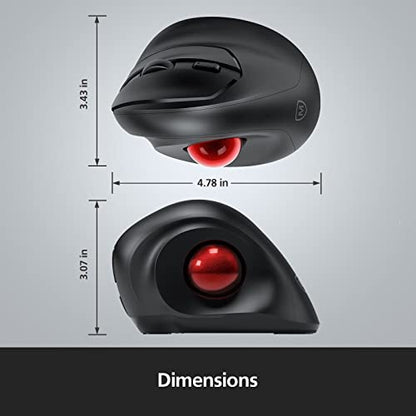 MicroPack Trackball Wireless Mouse, Upgrade Right Hand Ergonomic Mouse with Wireless Vertical Rollerball Computer Mouse, 3 Adjustable DPI, Easy Thumb Control for PC, Laptop, Mac, Windows - Black - color: Black With Trackball
