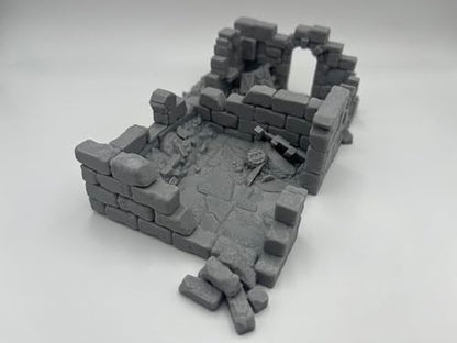 Hautico Damaged Medieval House Ruins Terrain Scenery for 18-28mm Miniatures Wargame, DND, 3D Printed and Paintable