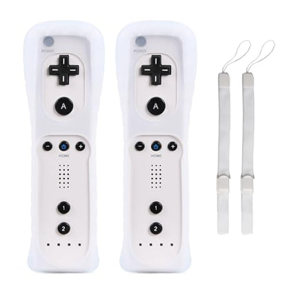TechKen Wii Controllers 2 Pack - Remote with Silicone Case and Wrist Strap for Wii U - color: White