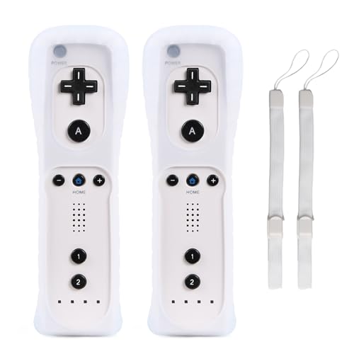 TechKen Wii Controllers 2 Pack - Remote with Silicone Case and Wrist Strap for Wii U - color: White