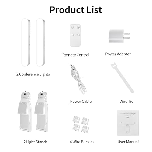 Dual-lamp Video Conference Lighting, LED Streaming Light with Remote and Touch Control, Zoom Lighting for Computer,Webcam Laptop Monitor Ring Light for Video Calls/Zoom Meetings (White) - color: White
