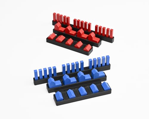 Settlers Game Piece Organizer - Storage Trays for Catan-Ages 14+ | 4 Black Plastic Holders, 3 Compartments Each, 5 x 3 x 0.5 in, Fits Standard Components, Tabletop Accessory Adults
