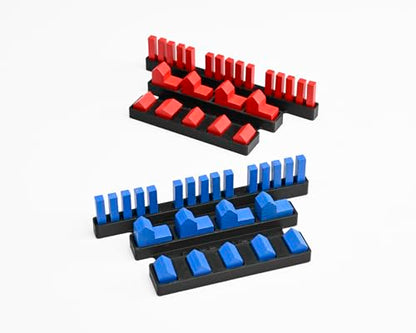 Settlers Game Piece Organizer - Storage Trays for Catan-Ages 14+ | 4 Black Plastic Holders, 3 Compartments Each, 5 x 3 x 0.5 in, Fits Standard Components, Tabletop Accessory Adults