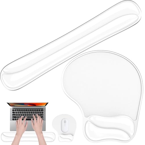 Gel Wrist Rest Mouse Pad Set, Ergonomic Support for Office Gaming | Ergonomic Keyboard and Mousepad with Wrist Support,Cooling Comfort, Non-Skid Base, Easy Clean, for Home and Work Desk Clear - color: Clear