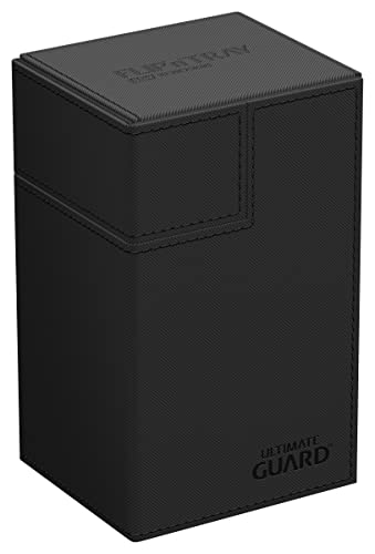 Ultimate Guard Flip'n'Tray 80+, Deck Case for 80 Double-Sleeved TCG Cards + Dice Tray, Black, Independent Magnetic Closure & Microfiber Inner Lining - color: Black, size: 80+
