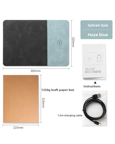 3 in 1 RGB Gaming Mouse Pad, 15W 10 Light Modes,LED Magnetic Mouse Pad - color: Light blue, size: 23.6L x 11.8W inches