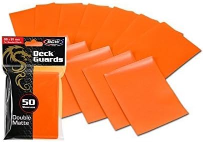 BCW Deck Guard - Double Matte Orange Card Sleeves | Acid-Free, Archival-Safe, No PVC | Anti-Glare Matte Finish | Fits Standard 2½" x 3½" Game Cards | Durable Deck Protector Sleeves | 300 Ct