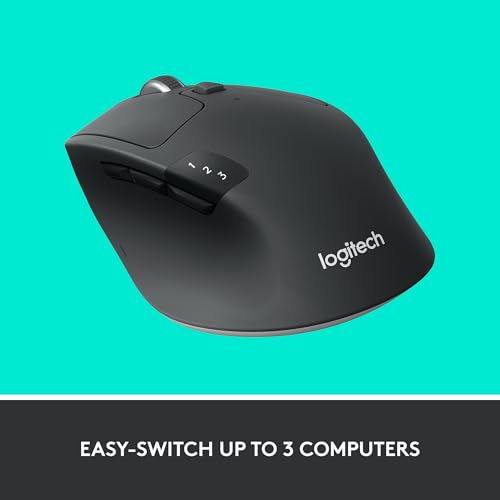 Logitech M720 Triathalon Full Size Multi-Device Wireless Mouse - Black | Connect via Bluetooth or included USB-A receiver, pair up to 3 devices, Logitech Flow compatible, 6 customizable buttons - style: M720