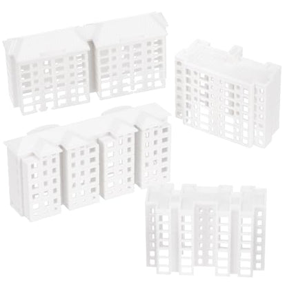 Vaguelly Miniature Apartment Building Model Plastic 4 Pack Set | Plastic construction, lightweight and durable, Easy to install, For architectural models and landscape decoration