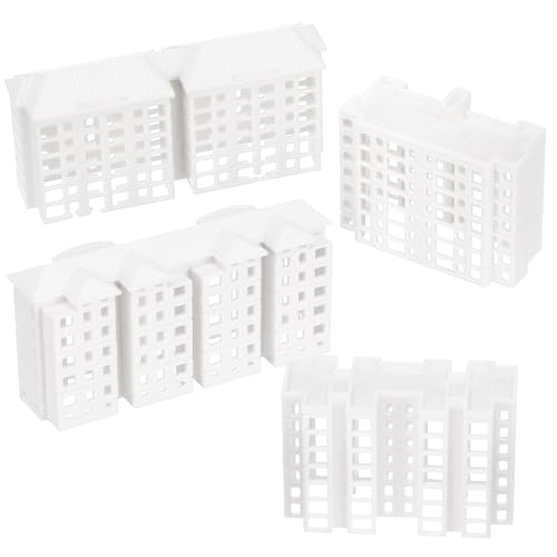 Vaguelly Miniature Apartment Building Model Plastic 4 Pack Set | Plastic construction, lightweight and durable, Easy to install, For architectural models and landscape decoration