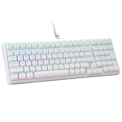 HUO JI E-Yooso Creamy Mechanical Keyboard Wired, Hot Swappable, Pre-lubed Linear Switches, Gasket Structure with Sound Dampening Foam, RGB Backlit, 99 Keys Custom Gaming Keyboard for PC/Mac,White - color: White