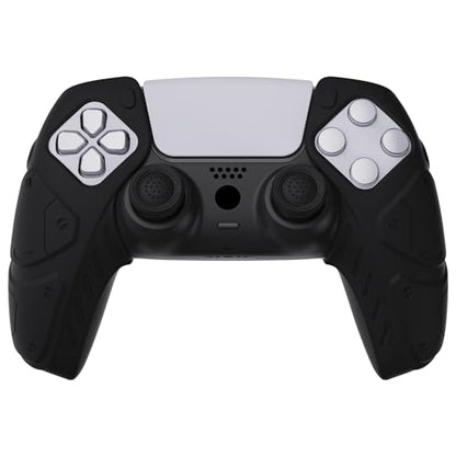 PlayVital Mecha Edition Black Ergonomic Soft Controller Silicone Case Grips for ps5, Rubber Protector Skins with Thumbstick Caps for ps5 Controller - Compatible with Charging Station - color: Black