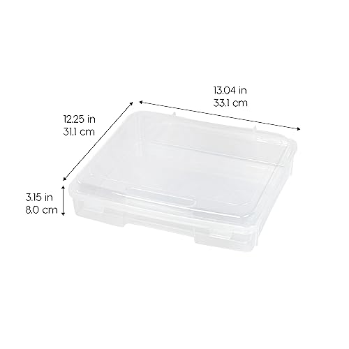 IRIS USA Board Game Storage |Made in USA| Thick Craft Case (2-Pack) - Clear | Fits 8.5" x 11" & A4 Paper, Organizers with Built-In Handle & Snap-Tight Lids, Containers for Puzzles, Art & Scrapbooking - size: 2 Pack