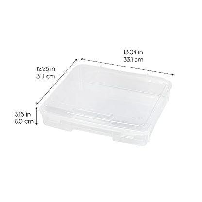 IRIS USA Board Game Storage |Made in USA| Thick Craft Case (2-Pack) - Clear | Fits 8.5" x 11" & A4 Paper, Organizers with Built-In Handle & Snap-Tight Lids, Containers for Puzzles, Art & Scrapbooking - size: 2 Pack
