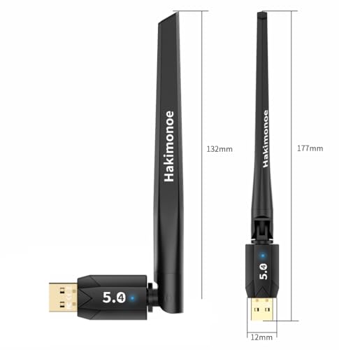 Long Range Bluetooth 5.4 Adapter for PC, USB Bluetooth Dongle Enhanced Antenna for Laptop Desktop Computer Windows 11 10 8.1 7, Linux, Pair with Headphones Speaker Mice Keyboard Controller - style: Latest BT5.4-150M Long Range-BT09