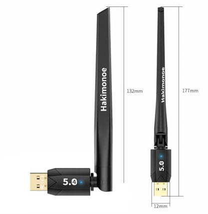 Long Range Bluetooth 5.4 Adapter for PC, USB Bluetooth Dongle Enhanced Antenna for Laptop Desktop Computer Windows 11 10 8.1 7, Linux, Pair with Headphones Speaker Mice Keyboard Controller - style: Latest BT5.4-150M Long Range-BT09