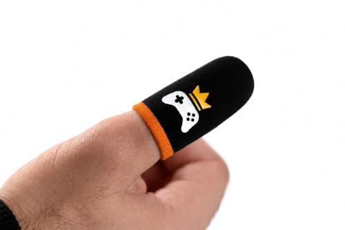 King of The Game - Improved Materials Gaming Finger Sleeves (6 Pack) for Touch Screens and Controllers. Skin-Protective, Ultra-Sensitive, Sweat-Resistant, Breathable and Stretchable. (Orange) - color: Orange
