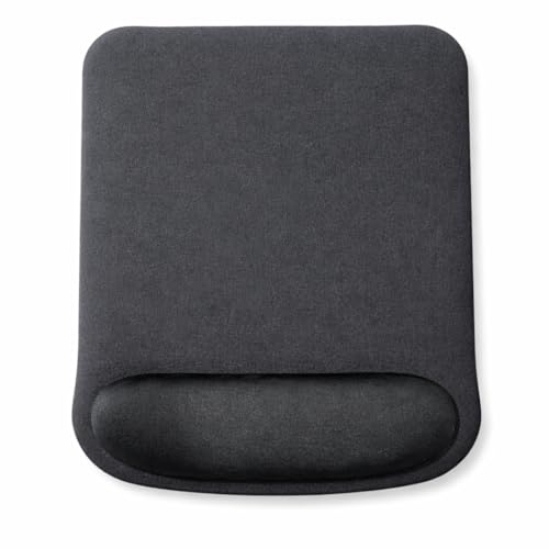 Ergonomic Memory Foam Mouse Pad with Wrist Support, Orange, Ultra-Smooth Surface, Anti-Slip Base (Black, Medium) - color: Black