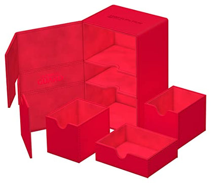 Ultimate Guard Twin Flip'n'Tray 160+, Deck Case for 160 Double-Sleeved TCG Cards + Dice Tray, Red, Independent Magnetic Closure & Microfiber Inner Lining - color: Red, size: 160+
