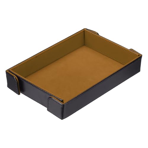 uxcell PU Leather Dice Tray, Rectangle Magnetic Folding Velvet Portable Folding Dice Rolling Tray for Table Games Keys Wallet Watch Coin, Brown - color: Brown